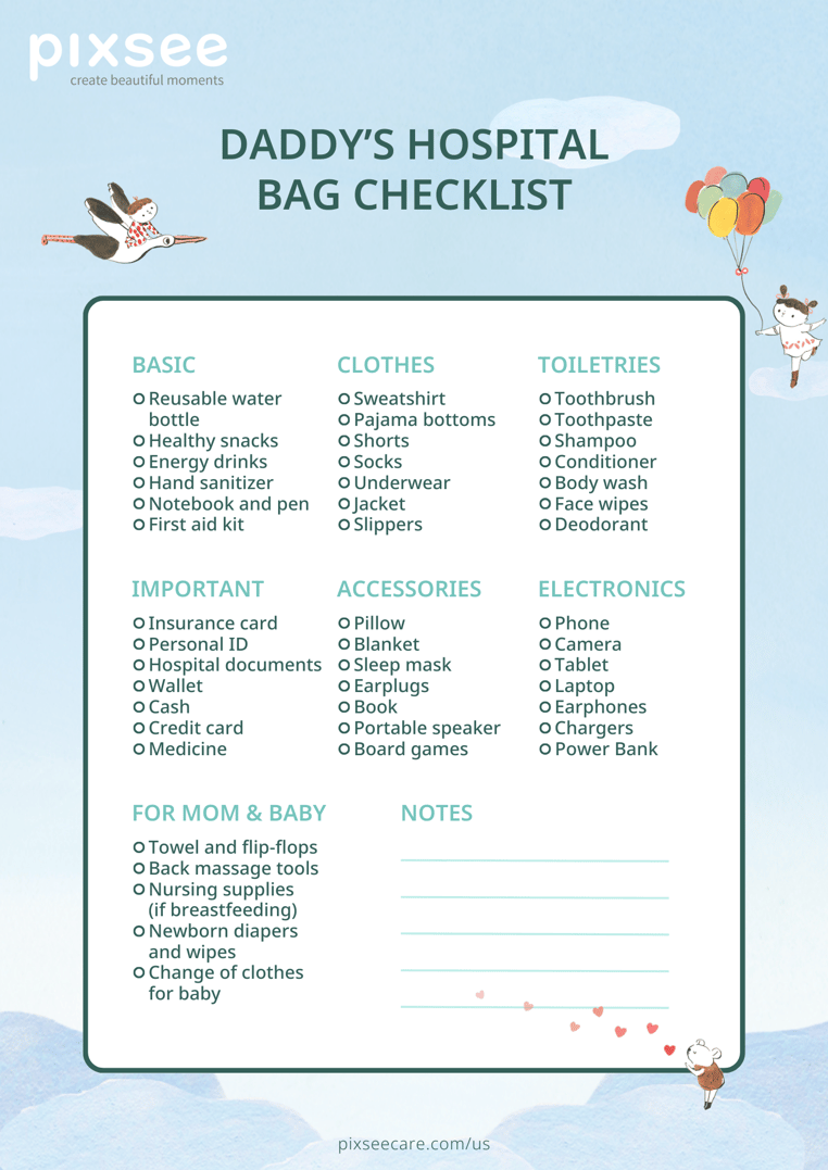 New Dads Hospital Bag Checklist