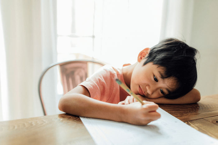 孩子寫作業時容易分心、眼神未專注於作業,是兒童專注力不足的常見日常表現。
